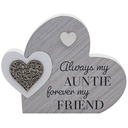 "Auntie" Double Heart Plaque