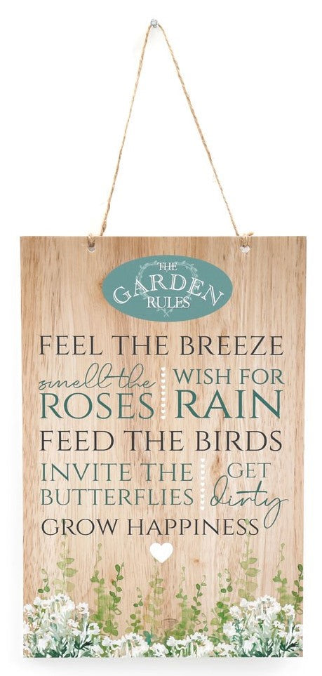 Flower Shop Garden Rules "Feel The Breeze" Wooden Plaque