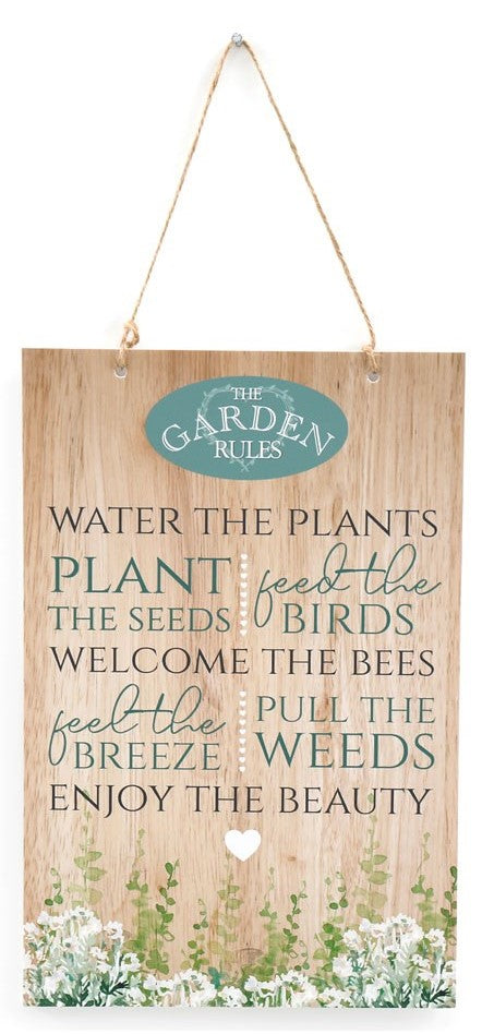 Flower Shop Garden Rules "Water The Plants" Wooden Plaque